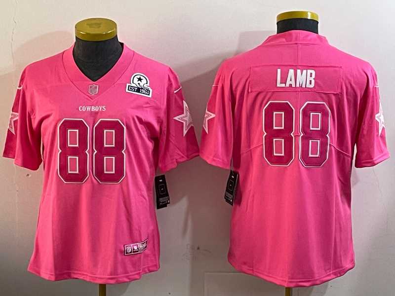 Womens Dallas Cowboys #88 CeeDee Lamb Pink Vapor Untouchable Limited Stitched Jersey Dzhi